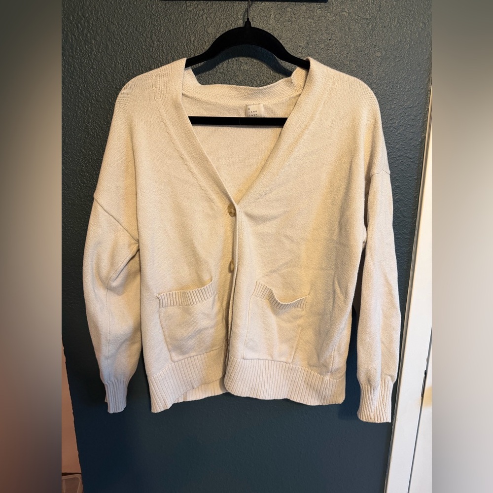 Cream Open-Front Boyfriend Cardigan | a new day | Large